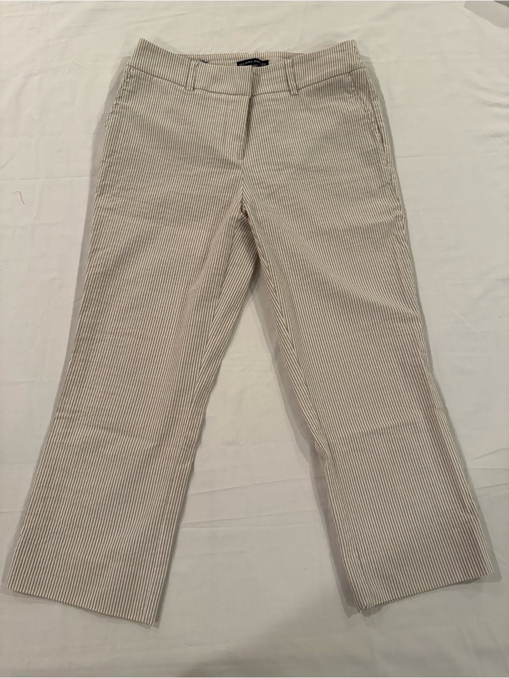 Hilary Radley Cream and White Pinstripe Dress Pants